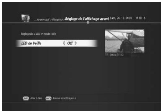 HUMAX TN7000HD TNTSAT - DEL de veille activée/désactivée (MENU > Installation du récepteur > Etc.) - 1
