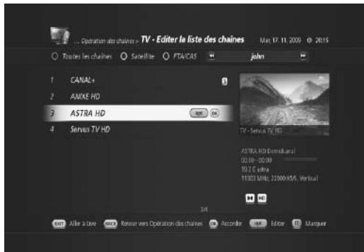 HUMAX TN7000HD TNTSAT - Ajout de chaînes à la liste de chaînes de préférentes - 2