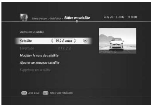 HUMAX TN7000HD TNTSAT - Modification de satellites (MENU > Installation > Modifier satellite) - 2