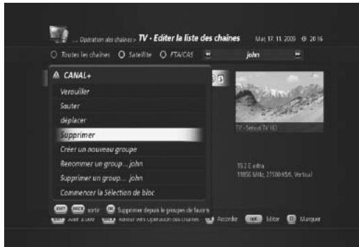 HUMAX TN7000HD TNTSAT - Suppression de chaînes dans une liste de chaînes préférentes - 1