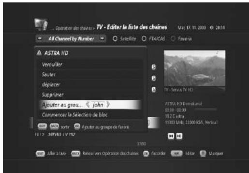 HUMAX TN7000HD TNTSAT - Ajout de chaînes à la liste de chaînes de préférentes - 1