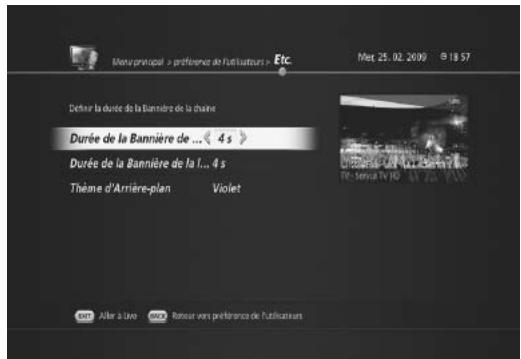 HUMAX TN7000HD TNTSAT - Modification de la durée d'affichage du bandeau d'information - 3
