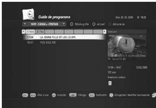 HUMAX TN7000HD TNTSAT - Guide des programmes d'une chaine : bouton ROUGE - 1