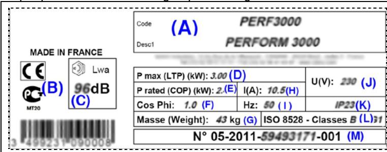 SDMO VARIO 2000I - Identification du groupe électrogène - 1