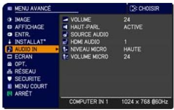 HITACHI CP-X5021N - Menu AUDIO IN - 1