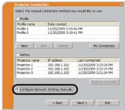 HITACHI CP-X5021N - Configuration manuelle des paramètres réseau - 1