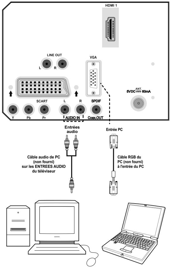 HITACHI L22DP03 - Connexion du téléviseur LCD à un PC - 1