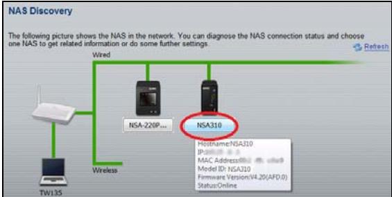 ZYXEL NSA310 - Klicka på NSA310. - 1