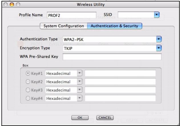 ZYXEL NWD-210N - The Add Profile: Authentication &amp; Security Screen - 1