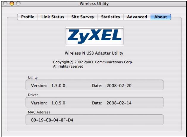 ZYXEL NWD-210N - The About Screen - 1