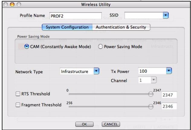 ZYXEL NWD-210N - The Add Profile: System Configuration Screen - 1