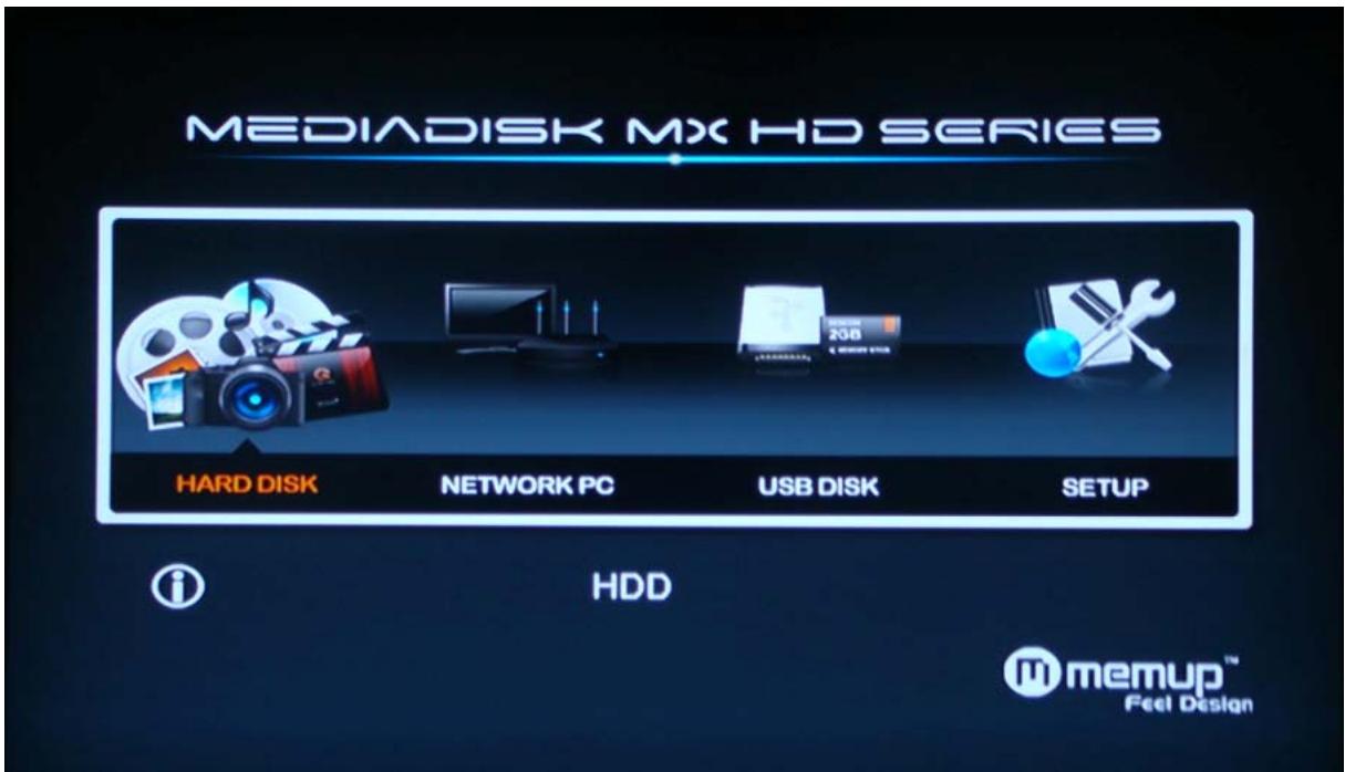 MEMUP MEDIADISK MX HD - Interface des MENUS - 1