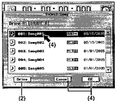 KORG D3200 - Sélection d'un morceau depuis une autre partition du disque - 1