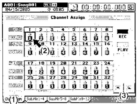 KORG D3200 - Affectation des entrées aux voies - 3