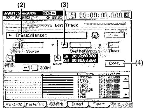 KORG D3200 - Effacement d'une zone silencieuse (EraseSilence) - 1