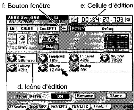 KORG D3200 - Éléments et fonctions dans l'écran LCD - 1