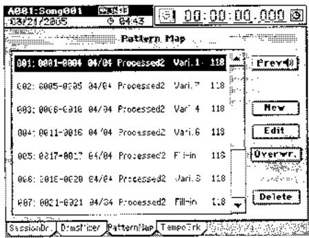 KORG D3200 - Création d'une piste de batterie pour la totalité d'un morceau (sequence de patterns ou pattern map) - 2