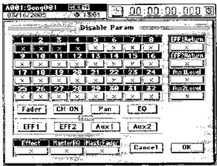 KORG D3200 - 4-6. Choix des paramètres qui seront désactivés pour une scène particulière - 1