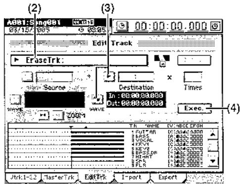KORG D3200 - Effacement de la zone in-out de la piste 1 - 1
