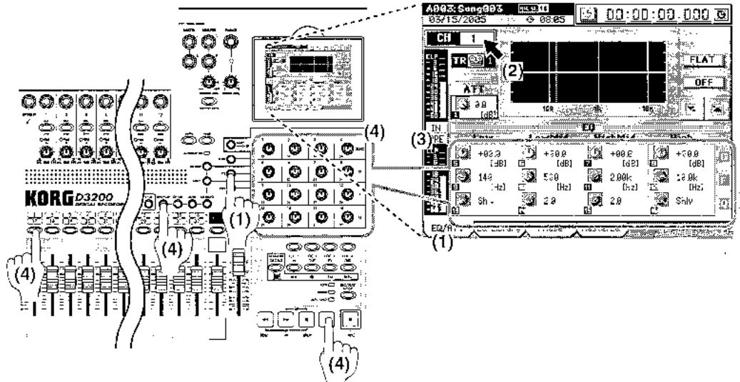 KORG D3200 - Application d'une correction à chaque voie/piste - 1