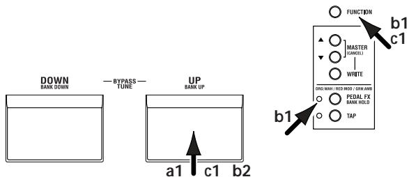 KORG AX10G - c: Step through the banks (leaving the program fixed) - 1