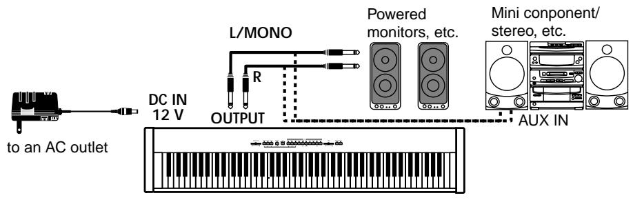 KORG SP300 - Connecting to an external amplification system - 1