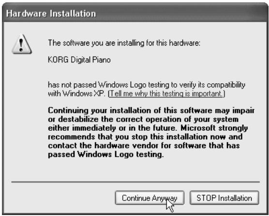 KORG NC500 - ■ Installing the Driver on Windows XP - 15