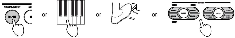 KORG NC500 - To start recording, do any of the following: press START/STOP, hit any key, or step on any pedal. Recording will also start if you press the appropriate SOUND buttons to select another sound. - 1