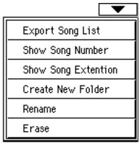 KORG PA500 - Menu de la page song select - 1
