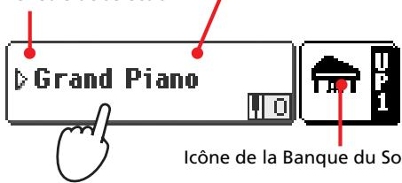 KORG PA500 - Appuyez à l'écran sur l'affichage de la piste upper 1 pour ouvrir la fenêtre de sélection du son (sound select). - 1