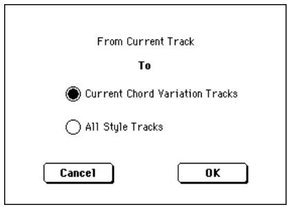 KORG PA500 - Boîte de dialogue copy key/chord - 1