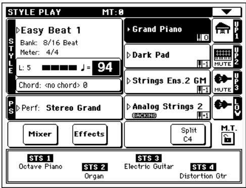 KORG PA500 - Mettre l'instrument sous tension et familiarisez-vous avec l'écran principal - 1