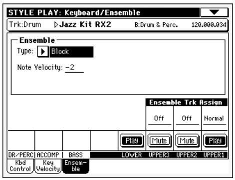 KORG PA500 - Pour sélectionner un style d'harmonisation différent, gardez enfoncé le bouton SHIFT et appuyez sur le bouton ensemble pour afficher la page ensemble. - 6