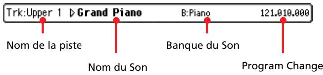 KORG PA500 - Case d'infos de la piste sélectionnée - 1