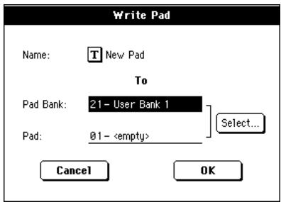 KORG PA500 - Boîte de dialogue write pad - 1