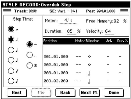 KORG PA500 - Boîte de dialogue copy chord table - 2