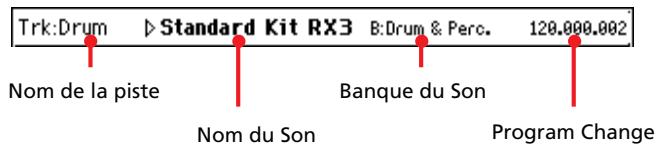 KORG PA500 - Case d'infos de la piste sélectionnée - 1