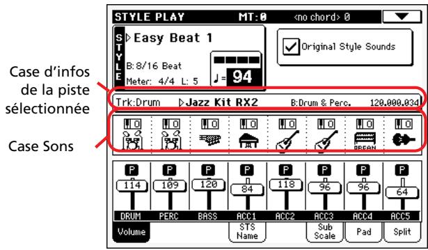 KORG PA500 - Page d'affichage des pistes de style - 1