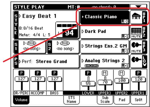 KORG PA500 - Sélectionnez un son dans la fenêtre de sélection du son (sound select). - 3