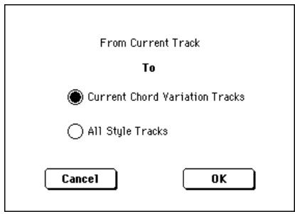 KORG PA588 - Boîte de dialogue copy key/chord - 1