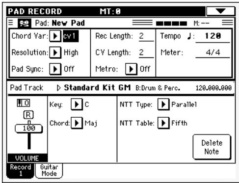 KORG PA588 - La page principale du mode pad record - 1