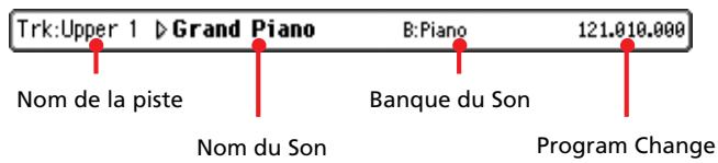 KORG PA588 - Case d'infos de la piste sélectionnée - 1