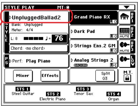KORG PA588 - Sélectionnez un style dans la fenêtre style select. - 2