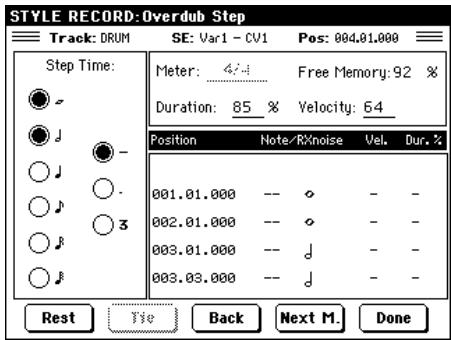 KORG PA588 - Boîte de dialogue copy chord table - 2