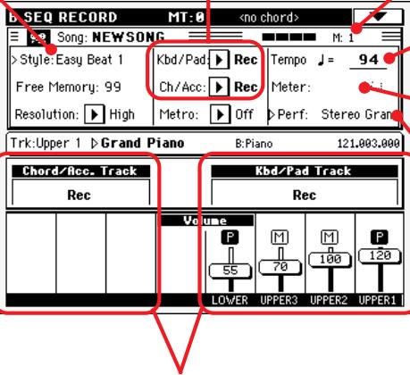 KORG PA588 - Si nécessaire, régalez chacun des parametéséditables de l'écran. - 1