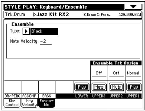 KORG PA588 - Pour sélectionner un style d'harmonisation différent, gardez enfoncé le bouton SHIFT et appuyez sur le bouton ensemble pour afficher la page ensemble. - 6