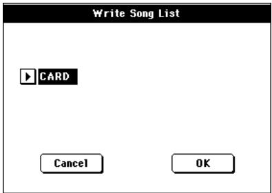 KORG PA588 - Menu de la page song select - 2