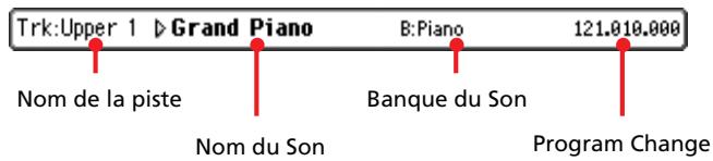 KORG PA588 - Case d'infos de la piste sélectionnée - 1