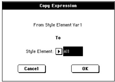 KORG PA588 - Boîte de dialogue copy expression - 1
