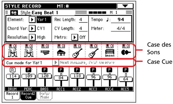 KORG PA588 - Page principale - Record 2/Cue - 1
